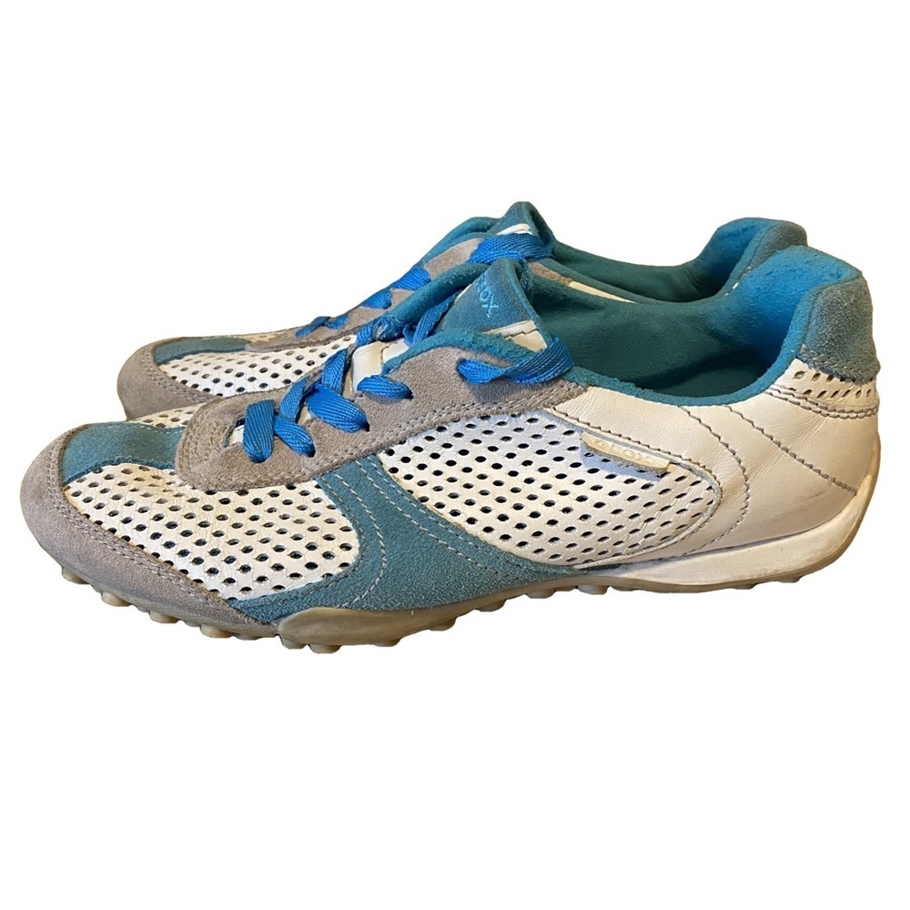 Geox Respira Women’s Blue & White Suede Sneakers Size 7 - Picture 5 of 9